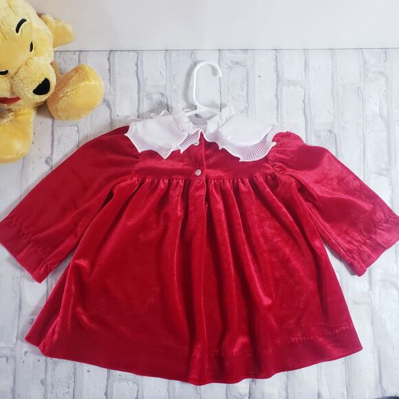 Vintage Velvet Red Winnie the Pooh Girls Dress - Picture 3 of 7